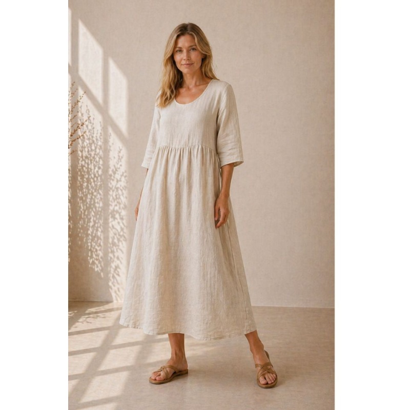 Linen dress Agnes natural @ S1 Linane Elustiil